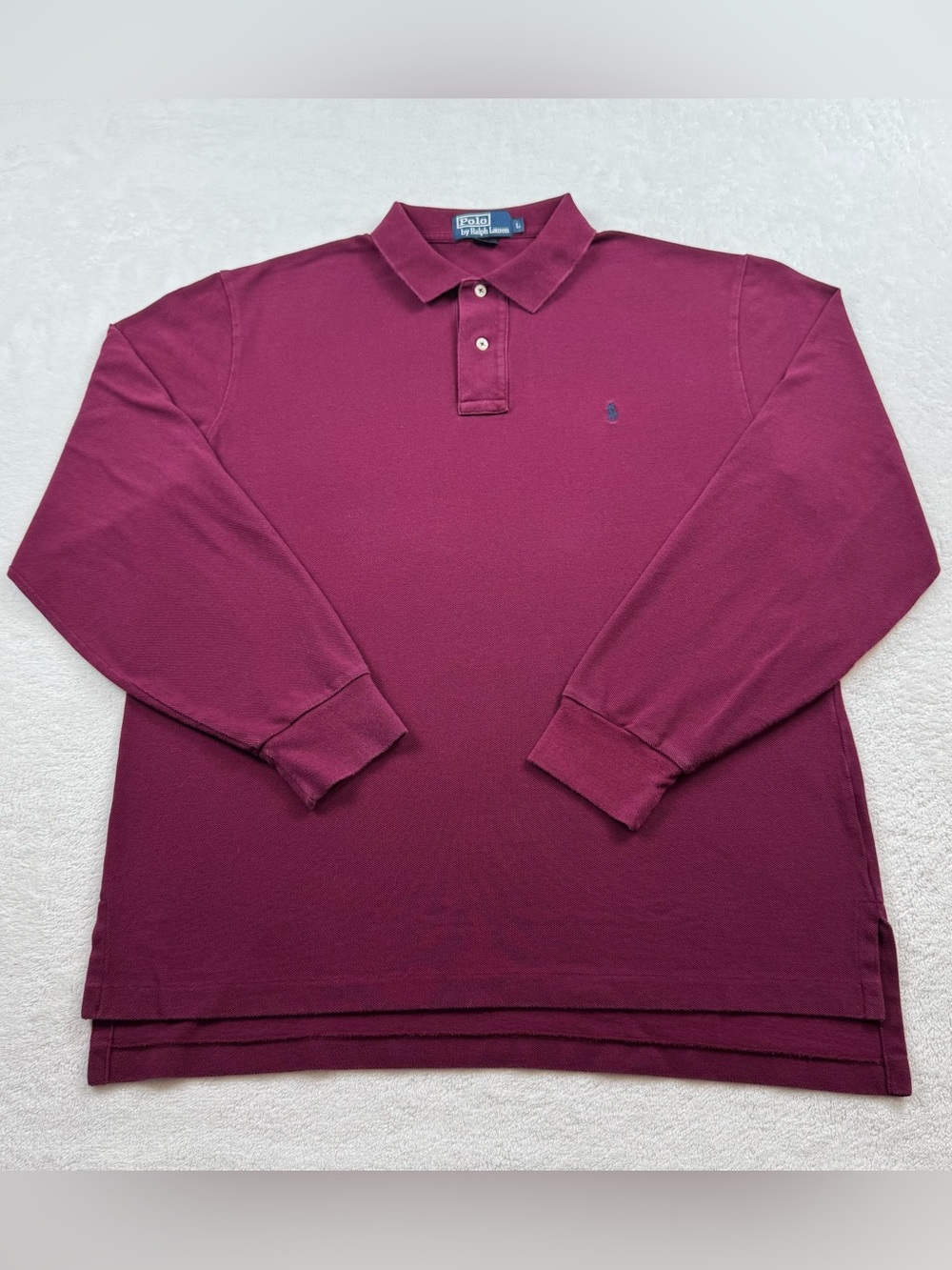 VTG Polo Ralph Lauren polo shirt men’s size L Burgundy mesh knit long sleeve